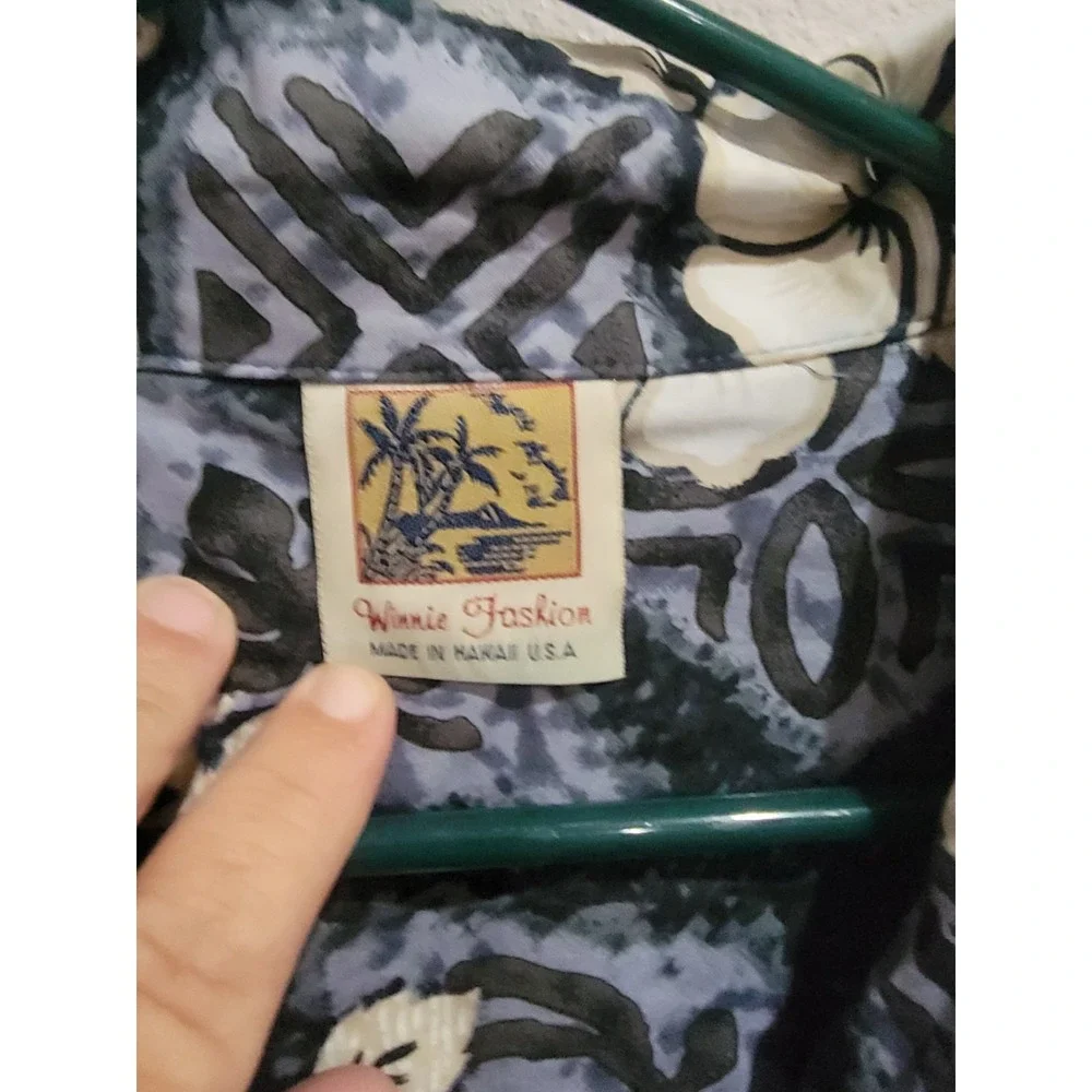 Winnie Fashion made in Hawaii mens‎ Blue button up casual shirt size 4XL